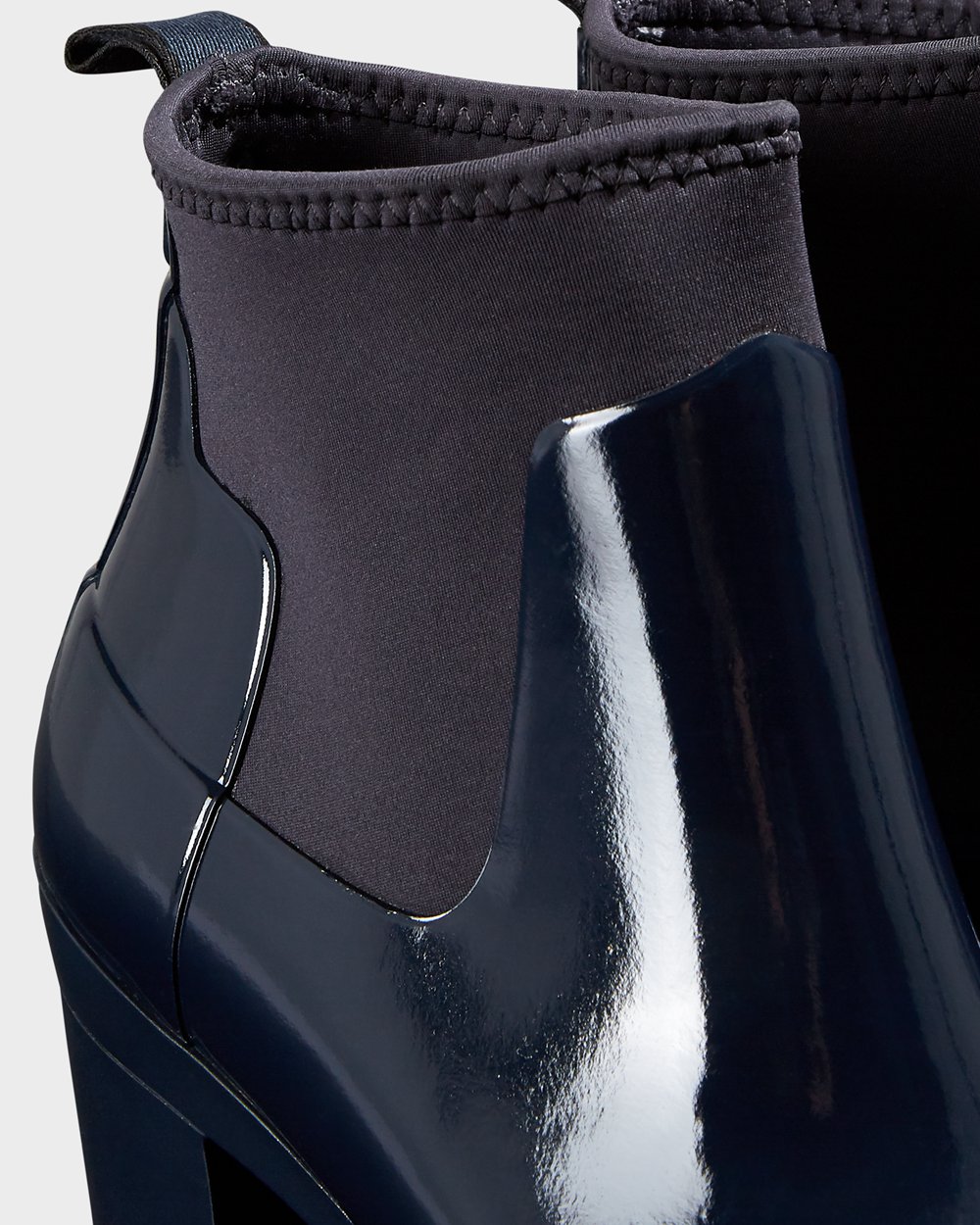 Botas De Salto Hunter Feminina Azul Marinho - Refined Slim Fit Gloss Mid - 81IOAWEFR